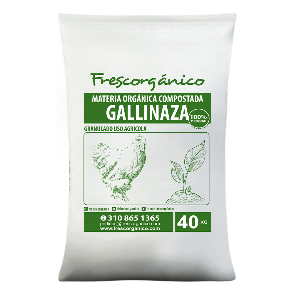 Abono de gallinaza orgánico, fertilizante natural para enriquecer suelos y promover el crecimiento de cultivos, de Frescorgánico en Colombia.