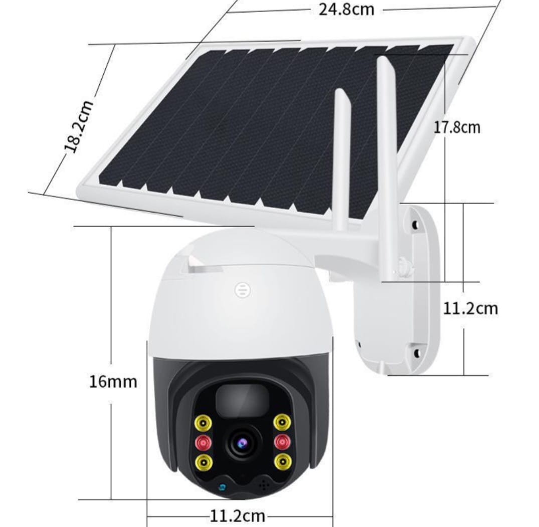 Cámara solar de seguridad con visión nocturna y control desde celular, ideal para vigilancia continua.