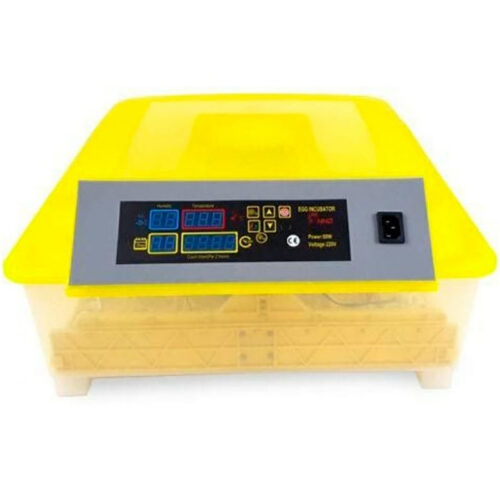 Incubadora para 56 huevos de gallina con control automático de temperatura y pantalla LED. Ideal para incubar huevos de pollo, pato, pavo, y codorniz.