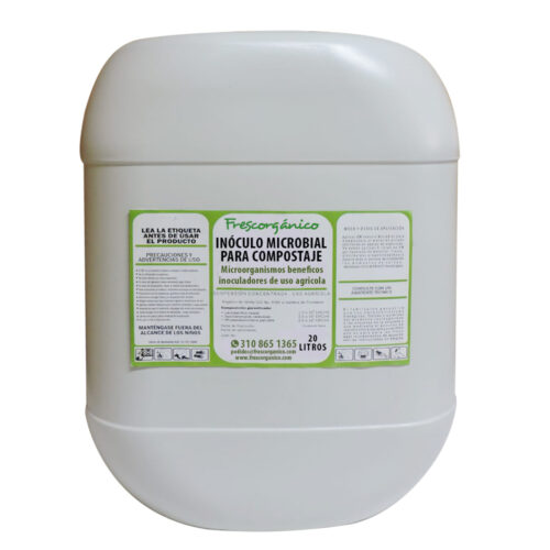 Inóculo microbial para compostaje, solución orgánica que acelera la descomposición y mejora la calidad del compost, disponible en Frescorgánico Colombia.