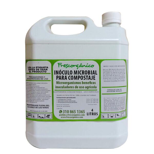 Inóculo microbial para compostaje, solución orgánica que acelera la descomposición y mejora la calidad del compost, disponible en Frescorgánico Colombia.