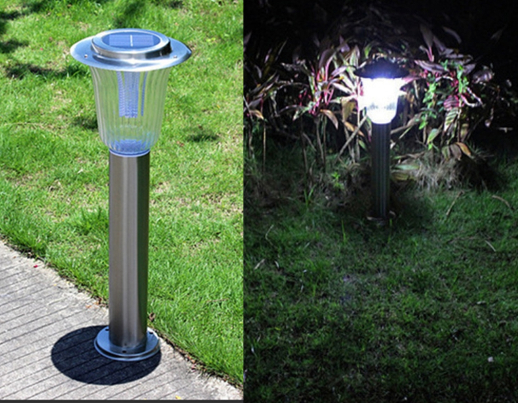 Poste de luz LED solar para paisajes, con carga automática durante el día e iluminación nocturna