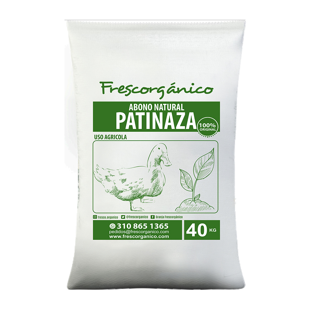 Abono patinaza orgánico, estiércol de pato rico en nutrientes para enriquecer suelos y mejorar cultivos, de Frescorgánico en Colombia.