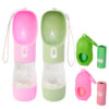 Bebedero-y-Comedero-General-Rosado-y-Verde-con-Bolsas Dispensador de Agua y Comida con Bolsas Incluidas