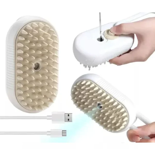 CepilloAVaporAutomaticoBanoGatosCepillo3En1-3 Cepillo a Vapor 3 en 1 para Perros y Gatos Desenreda y Da Brillo