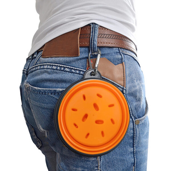 Plato-Guapa-Naranja-Uso-con-base-textura-x1000 Plato Plegable Comida Lenta para Perros – Silicona Antiansiedad
